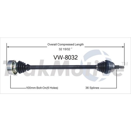 SURTRACK AXLE Cv Axle Shaft, Vw-8032 VW-8032